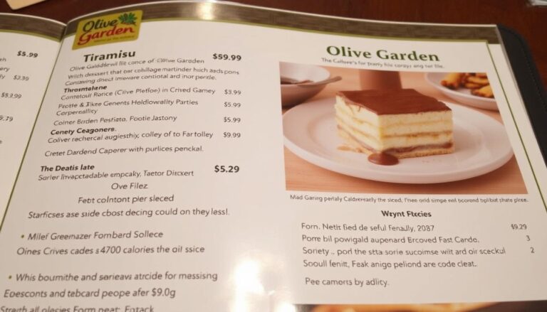 Olive Garden Dessert Menu with Prices
